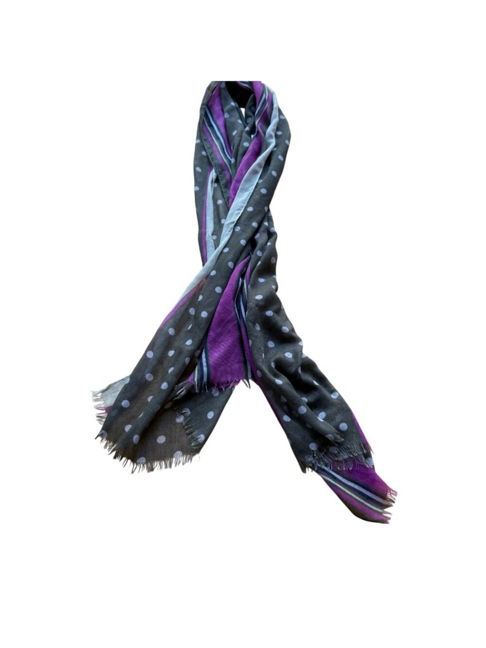 Striped & Polka Dot Size 21" x 74" Multicolor Lightweight Retro Rectangle Scarf